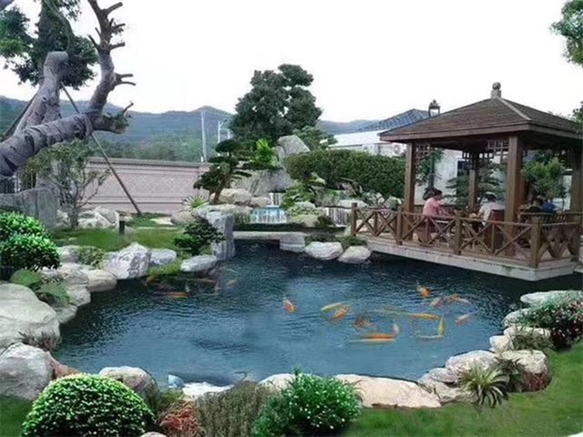 贵州庭院鱼池假山设计