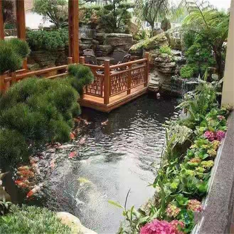 贵州庭院设计鱼池假山建造图
